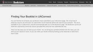 Textbook List Instruction - U of A Bookstore