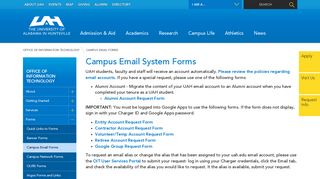 UAH - Office of Information Technology - Forms - Campus Email Forms