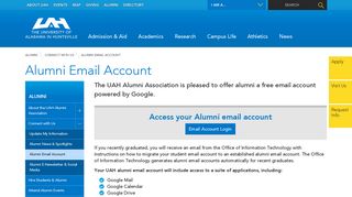 UAH - Alumni - Connect with Us - Alumni Email Account
