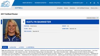 Kaitlyn Bannister - Softball - UAH Athletics - UAH Chargers