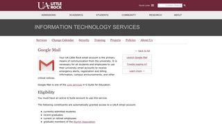 Application: Google Mail - University of Arkansas at Little Rock