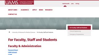 For Faculty, Staff and Students | University of Arkansas for ... - UAMS.edu