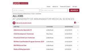 ALL JOBS AT UNIVERSITY OF ARKANSAS FOR MEDICAL SCIENCES