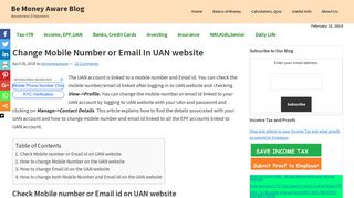 Change Mobile Number or Email In UAN website - BeMoneyAware.com