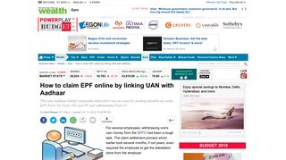 How to claim EPF online by linking UAN with Aadhaar - The Economic ...