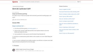 How to activate UAN - Quora