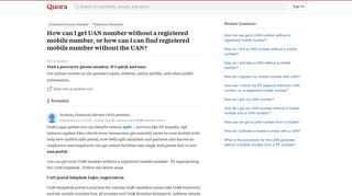 How to get UAN number without a registered mobile number, or how ...