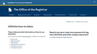 UAOnline | Registrar's Office - University of Alaska Fairbanks