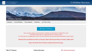 UAOnline Services | UAOnline Services - University of Alaska System