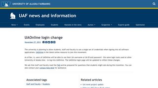 UAOnline login change - UAF news and information - UAF News and ...