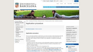 Universitat de Barcelona - Application procedure - UB