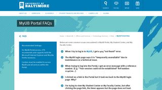 MyUB Portal FAQs - University of Baltimore
