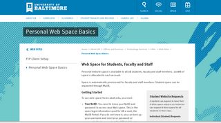 University of Baltimore Home Page web services