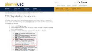 CWL Registration for Alumni - alumni UBC