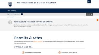 Permits & rates | UBC Parking
