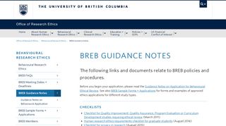 BREB Guidance Notes | Office of Research Ethics - UBC Research ...