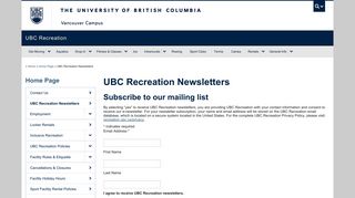 Sign up for UBC Recreation Newsletters | UBC Recreation