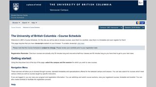 Course Schedule - UBC Student Services