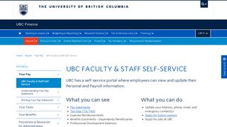 UBC Faculty & Staff Self-Service | UBC Finance