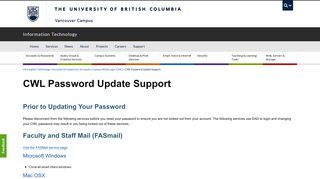 CWL Password Update Support | UBC Information Technology