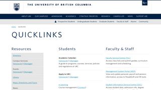 QuickLinks | The University of British Columbia
