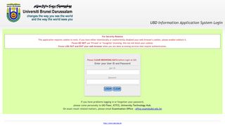 UBD Information Application System Login