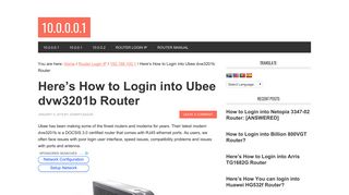 Here's How to Login into Ubee dvw3201b Router - 10.0.0.0.1