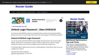 Default Login Password | Ubee DVW32CB | Router Guide