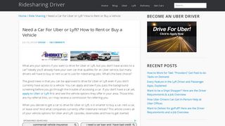 Need a car to drive for Uber or Lyft? Should you buy, rent, or lease ...