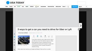 5 ways to get a car you need to drive for Uber or Lyft - USA Today