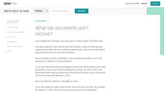 What tax documents will I receive? | Uber Partner Help