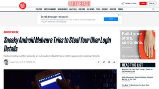 Sneaky Android Malware Tries to Steal Your Uber Login Details