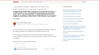 I signed up with Uber using my Facebook account. Can I now use my ...