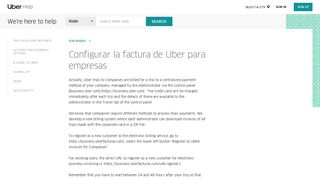 Configurar la factura de Uber para empresas | Uber Rider Help