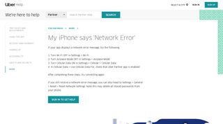My iPhone says 'Network Error' | Uber Partner Help