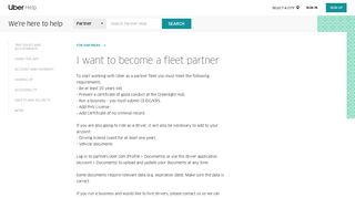 I want to become a fleet partner | Uber Partner Help
