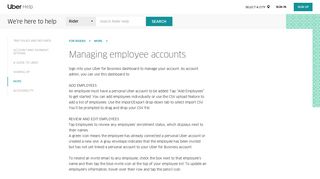 Managing employee accounts | Uber Rider Help