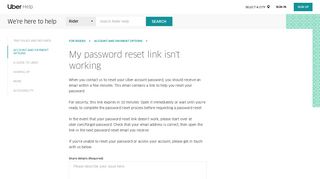 My password reset link isn't working | Uber Rider Help