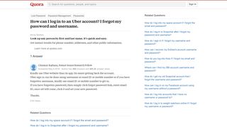 How can I log in to an Uber account? I forgot my password and ...