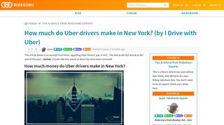 How much do Uber drivers make in New York? (by I Drive with Uber ...