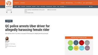 QC police arrests Uber driver for allegedly harassing female rider