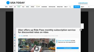 Uber offers up Ride Pass monthly subscription ... - USATODAY.com