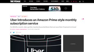 Uber introduces an Amazon Prime-style monthly subscription service ...