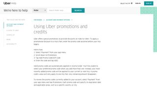 Using Uber promotions and credits | Uber Rider Help