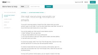I'm not receiving receipts or emails | Uber Rider Help