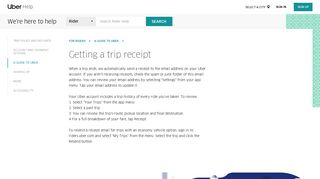 Getting a trip receipt | Uber Rider Help