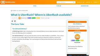 What is UberRush? Where is UberRush available? - RideGuru