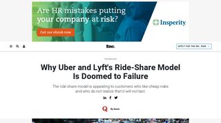 Why Uber and Lyft's Ride-Share Model Is Doomed to Failure | Inc.com