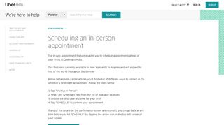 Scheduling an in-person appointment | Uber Partner Help