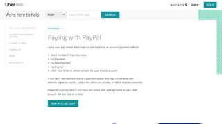 Paying with PayPal | Uber Rider Help